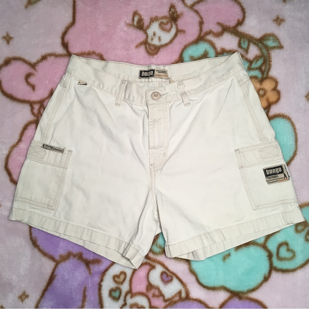Vintage 90s Y2K Bongo Beige High Waisted Cargo Khaki Shorts